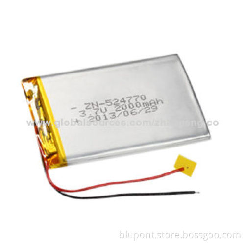 3.7V Li-ion Polymer Batteries, 2,000mAhNew